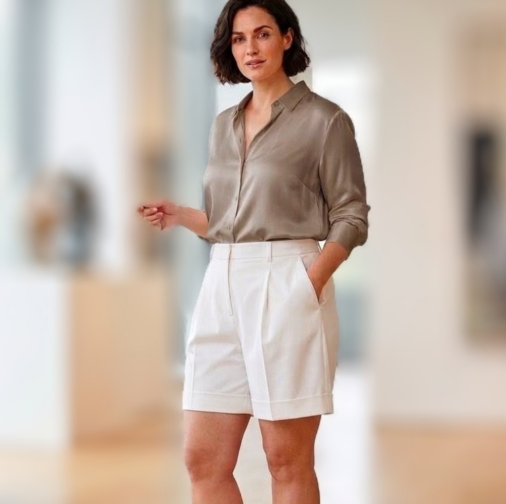 Lafayette 148 New York White Tailored Bermuda Shorts Size 12 NWT